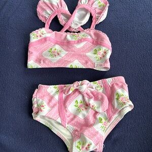 Sweet honey Sweethoney pink rose floral toddler girls swimsuit swim bikini pool